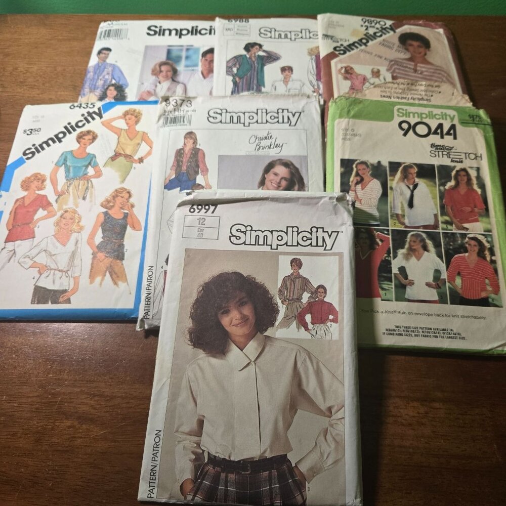 Simplicity sewing patterns womens 80s vintage vests, shirts, unverified
